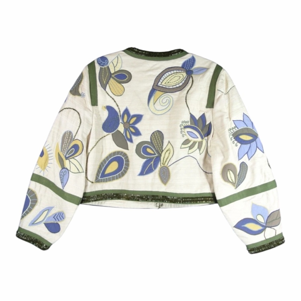 Veronica Beard Benica Embroidered Floral Silk Jacket in Oyster - Picture 6 of 16